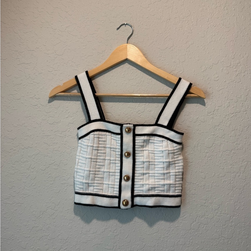 Black and white preppy blouse